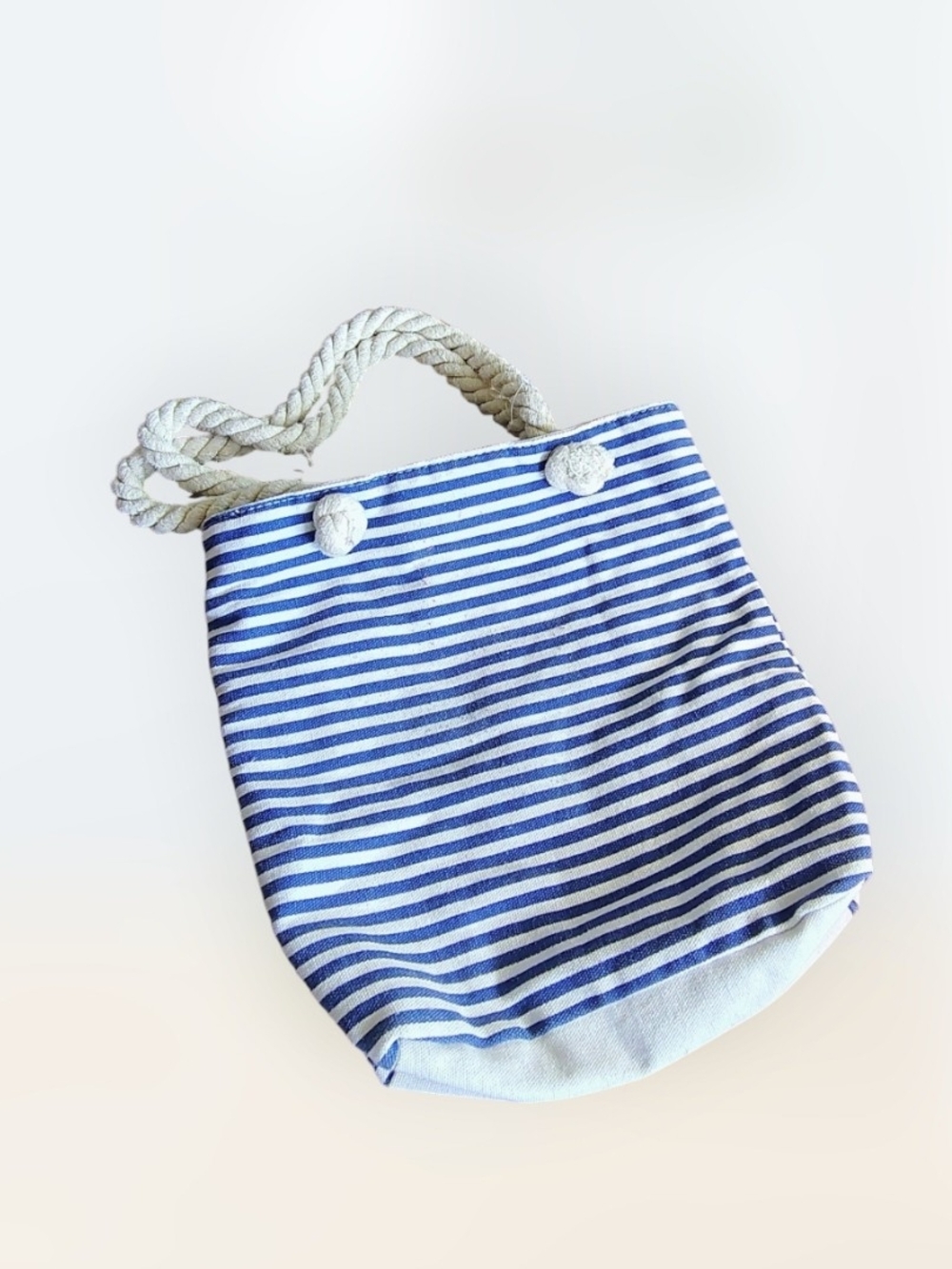 Katherine Karambelas Blue & White Striped Canvas Tote - Picture 4 of 13